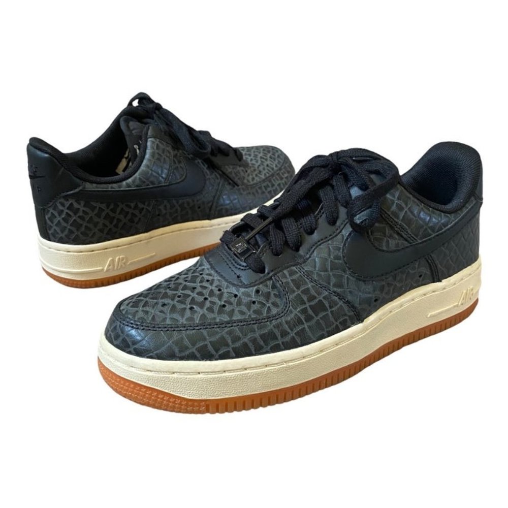 Nike Air Force 1 Lows Premium Black/Grey Croc Gum Sneakers size 6